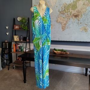 New York & Company Tropical Palm Jumpsuit Sz 6